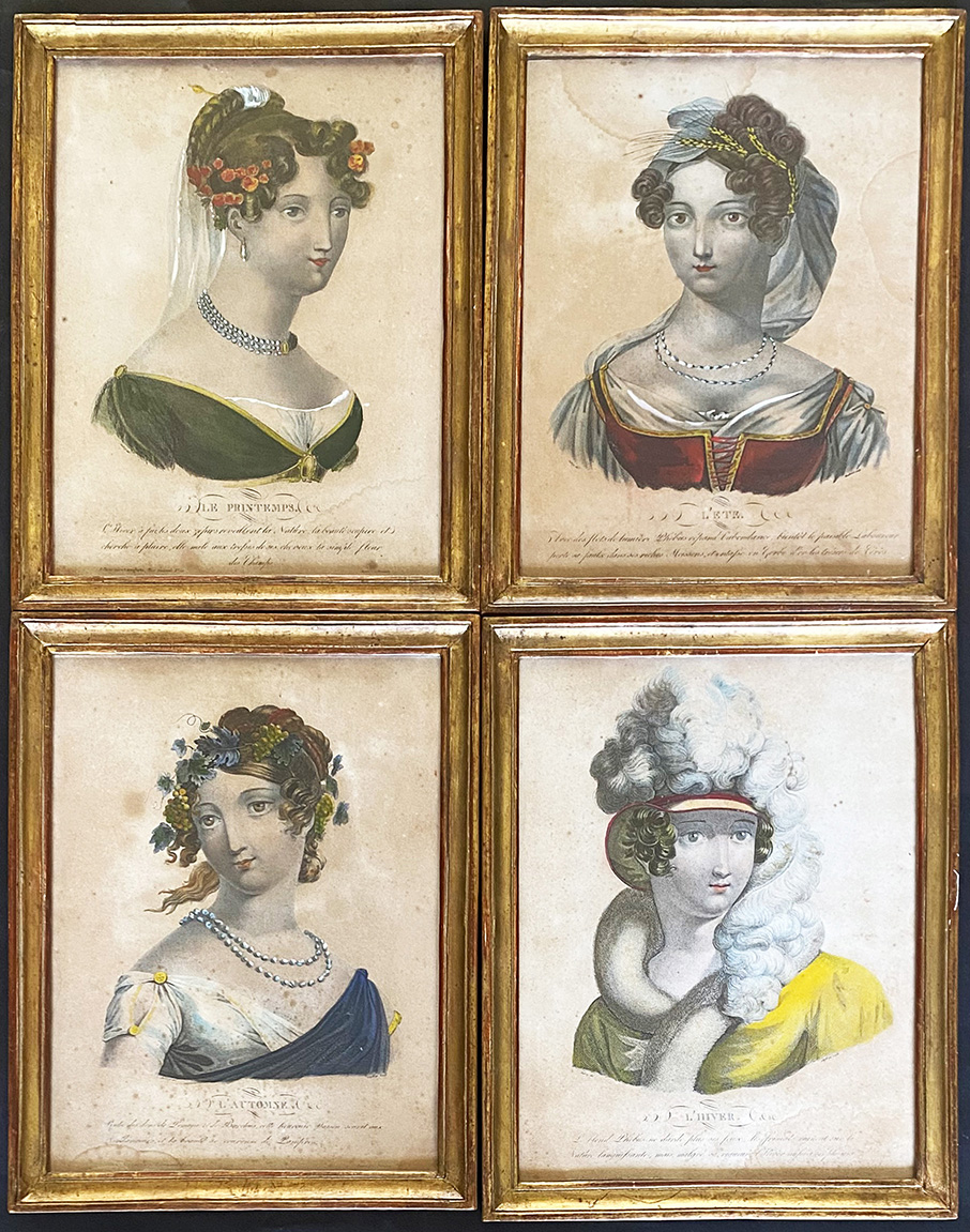 Die vier Jahreszeiten, um 1800, "Le Printemps / L'Eté / L'Automne / L'Hiver", 4 kolorierte