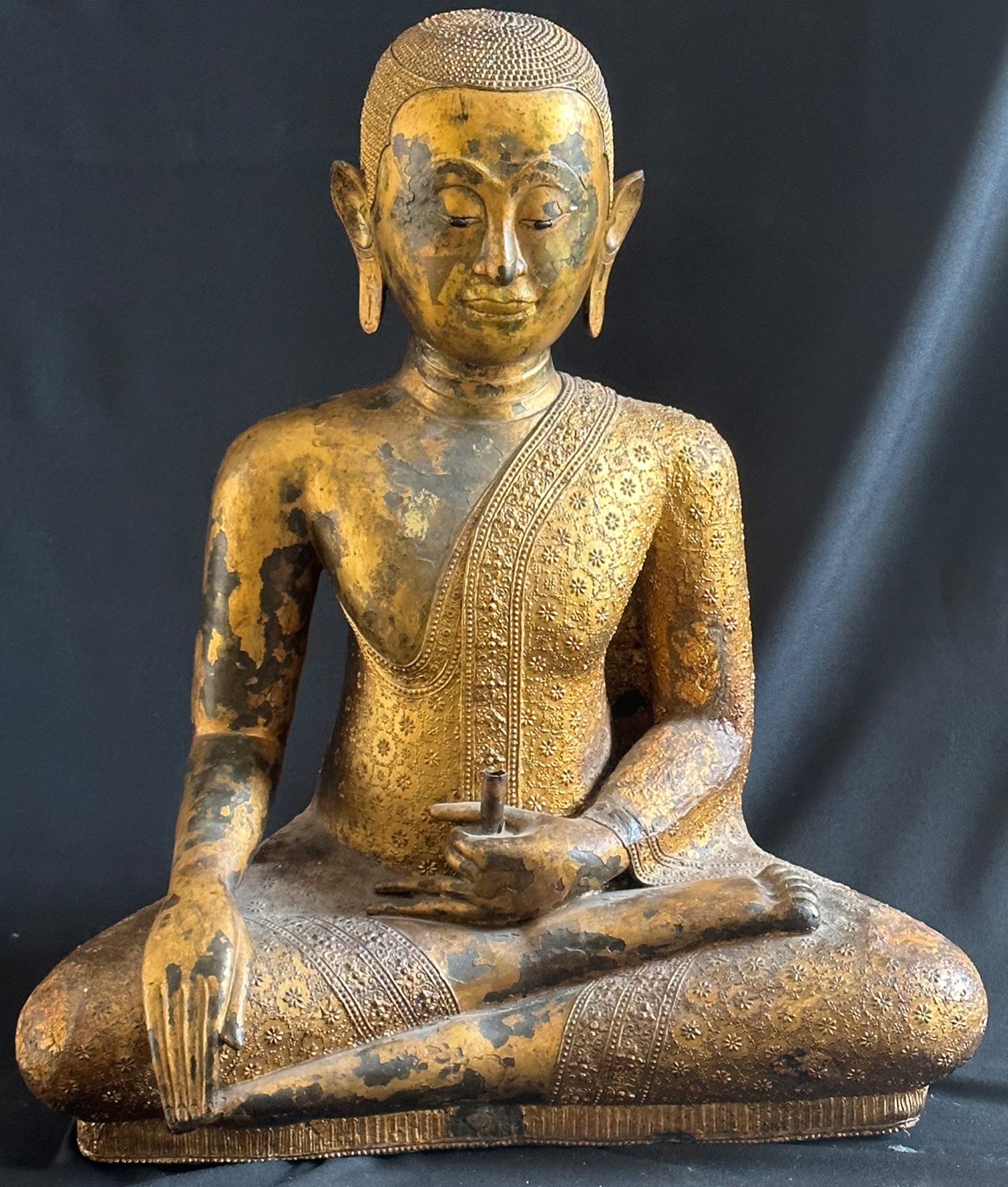 Mönch, Rattanakosin. Bronze mit Vergoldung. Thailand, 19. Jh., H 75 cm. Monk, rattan akosin.