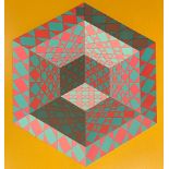 Victor VASARELY (1906-1997), Sancton (1979), Farbsiebdruck / Serigraphie auf Goldgrund, signiert,