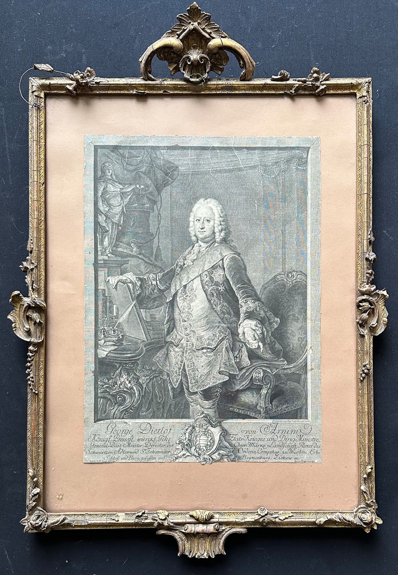 Schmidt, Georg Friedrich (1712 - 1775) Kupferstich, unter Glas gerahmt. Barockportrait des Georg