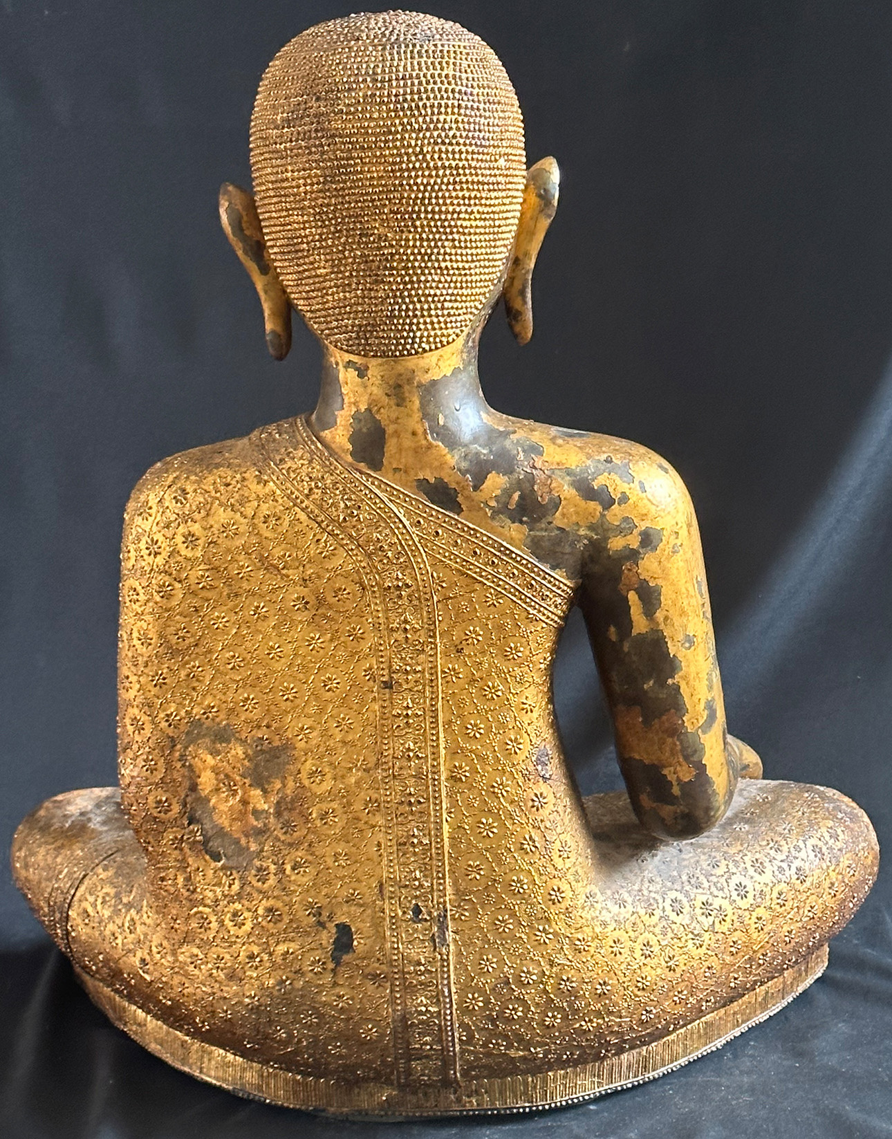 Mönch, Rattanakosin. Bronze mit Vergoldung. Thailand, 19. Jh., H 75 cm. Monk, rattan akosin. - Image 7 of 11