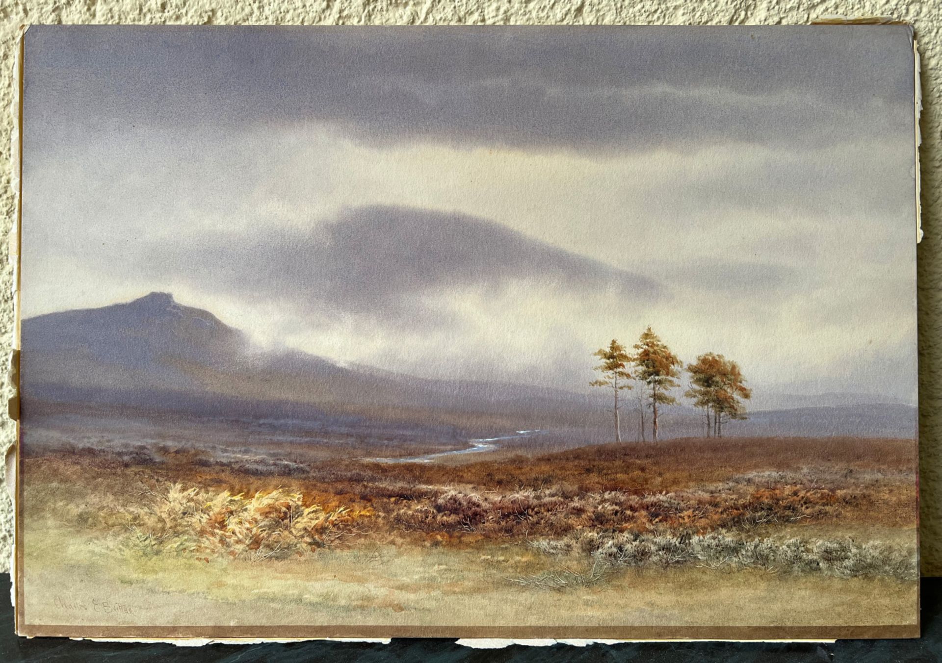 Charles Edward Brittan (1870-1949), Schottische Landschaft, signiert, rücks. bez. Scotch mists - Bild 2 aus 5