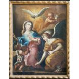 Unbekannter Künstler, 18./19. Jh., Verkündigungsszene: Maria und der Engel sowie zwei kleinere