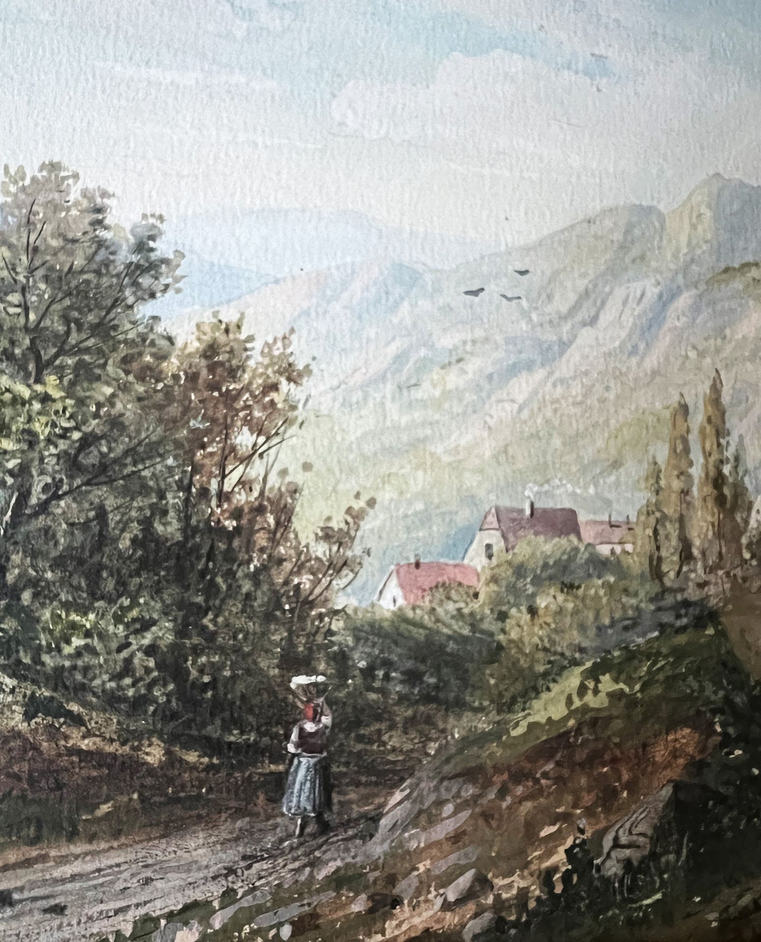 Josef HOFFMANN (1831-1904), Landschaft mit Blick auf Gehöfte und im Hintergrund Berge, auf dem - Image 2 of 5
