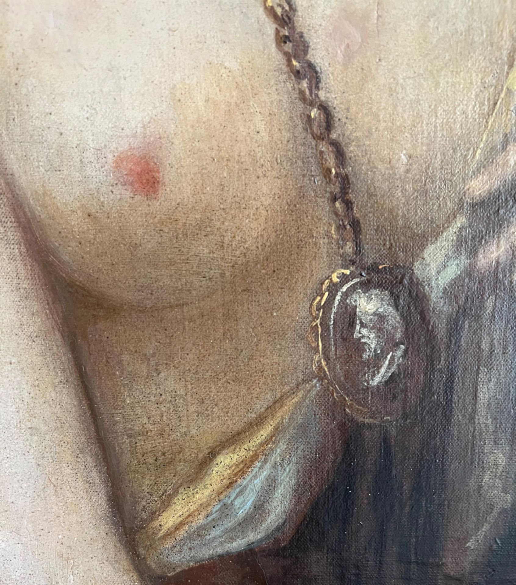 Unbekannter Künstler (18./19. Jh.), Juno halb bekleidet, in der linken oberen Ecke Pfauenfedern, - Image 7 of 7