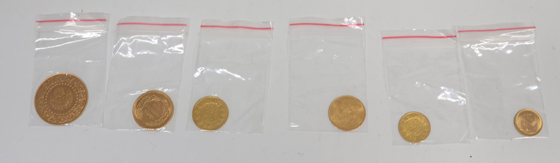 Konvolut Goldmünzen: 1 x 100 Piaster, Gold, Kemal Atatürk, D 30 mm, 7 g; 1 x 100 Kurush / Piaster, - Image 2 of 7