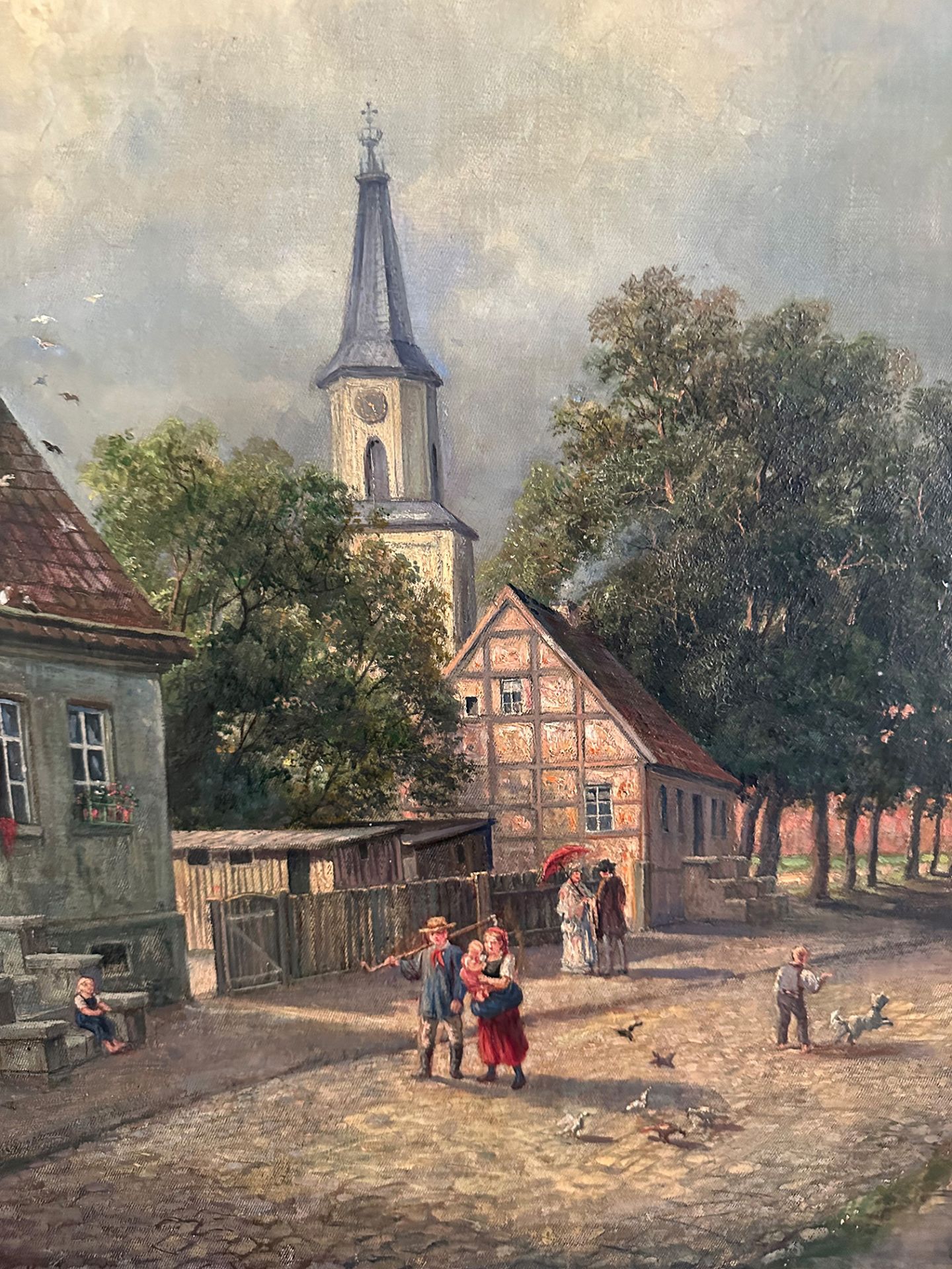 Adolf Chevalier, Dorfidyll, Öl/Lwd, signiert, 58 x 47 cm. Adolf Chevalier, Village idyll, oil on - Bild 4 aus 5