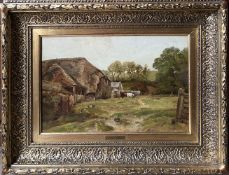 ---Adam BARLAND (c.1843-1916), Landschaft mit Gehöft, Weide und Kühen, monogrammiert, Öl/Lwd (