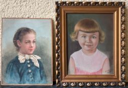 2 Kinderbilder: Wilk, Portrait eines Mädchens mit Schal, signiert, Aquarell, 29,5 x 22,5cm;