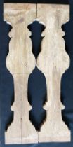 Paar Pilaster aus Holz, Altersspuren, 80 x 18,5 x 2 cm; Pair of wooden pilasters, traces of age