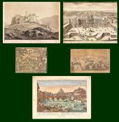 Konvolut aus 5 Graphiken: "Die Acropolis von der Westseite", Kupferstich von J. H. Schilbach nach H.