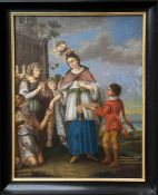 Unbekannter Künstler, 18./19. Jh., Heilige Elisabeth vergibt Almosen, vor ihr ein knieender