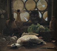 Eduard Elias STIEGEL (1818-1879), Stilleben mit toter Ente, Blumenkohl, Flaschen und Eiern, von