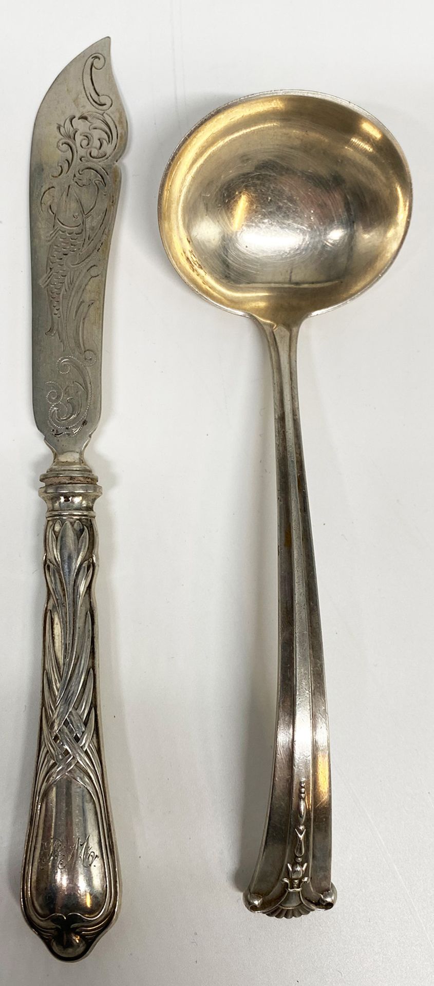Konvolut Silber: Besteck-Set aus 5 Messern, 6 Gabeln, 6 Löffeln, 6 kleinen Gabeln, 6 Kuchengabeln, 6 - Image 12 of 12