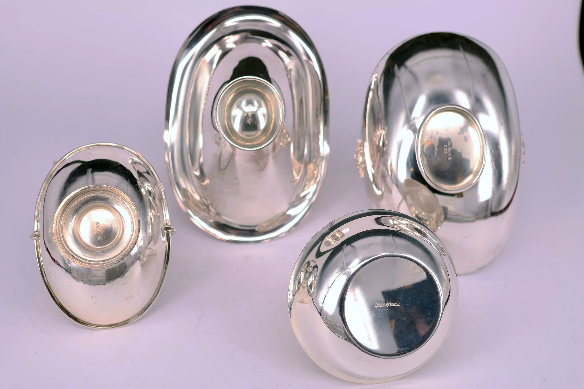 Konvolut von 4 Körbchen, davon 3 x 925er Sterling, 444 g und 1 x 835er Silber, 92 g, minimale - Image 4 of 6