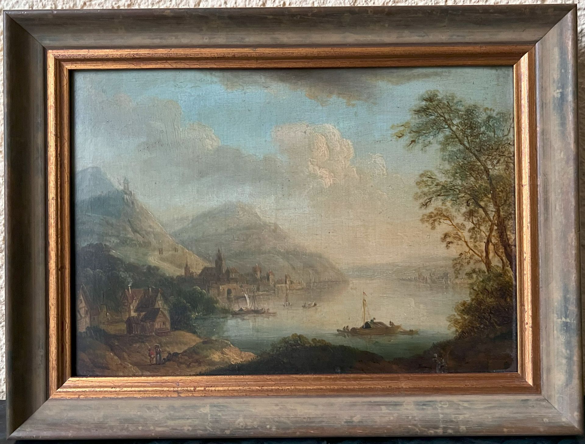 Christian Georg I SCHÜZ (1718-1791), Landschaft am See mit Gehöften im Vordergrund sowie einem - Bild 4 aus 4