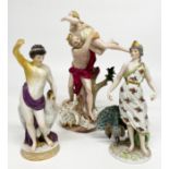 Drei mythologische Porzellanfiguren: Meissen, Raub der Proserpina, polychrom bemalt und