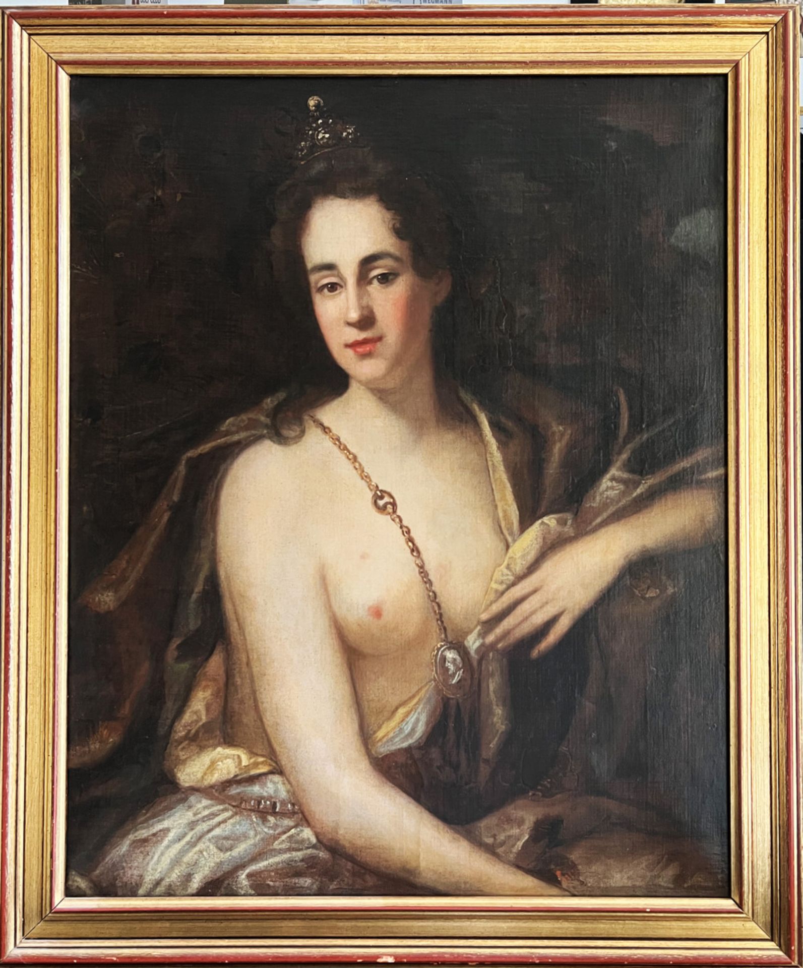Unbekannter Künstler (18./19. Jh.), Juno halb bekleidet, in der linken oberen Ecke Pfauenfedern, - Image 3 of 7
