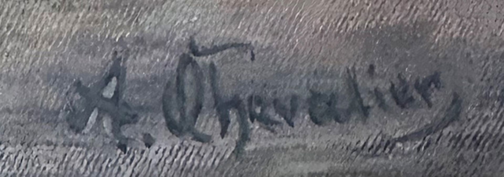 Adolf Chevalier, Dorfidyll, Öl/Lwd, signiert, 58 x 47 cm. Adolf Chevalier, Village idyll, oil on - Bild 3 aus 5