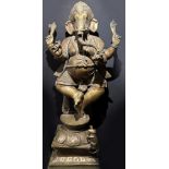 Große Bronzeskulptur, Ganesha mit kleiner Ratte