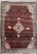 Teppich, rot und beige, Alters- und Gebrauchsspuren, 166 x 113 cm. Carpet, red and beige, signs of
