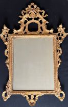 Großer filigraner Spiegel, Rokoko, Holz, vergoldet, div. best. und rest., 146 x 100 cm. Large