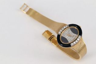 Chopard, Damenarmbanduhr, 750er GG, mit querovalem Zifferblatt, teils besetzt mit Diamanten, und