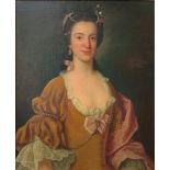 England, unbekannter Künstler, 18. Jh., Portrait einer schönen Frau mit dunklem, Perlen verziertem
