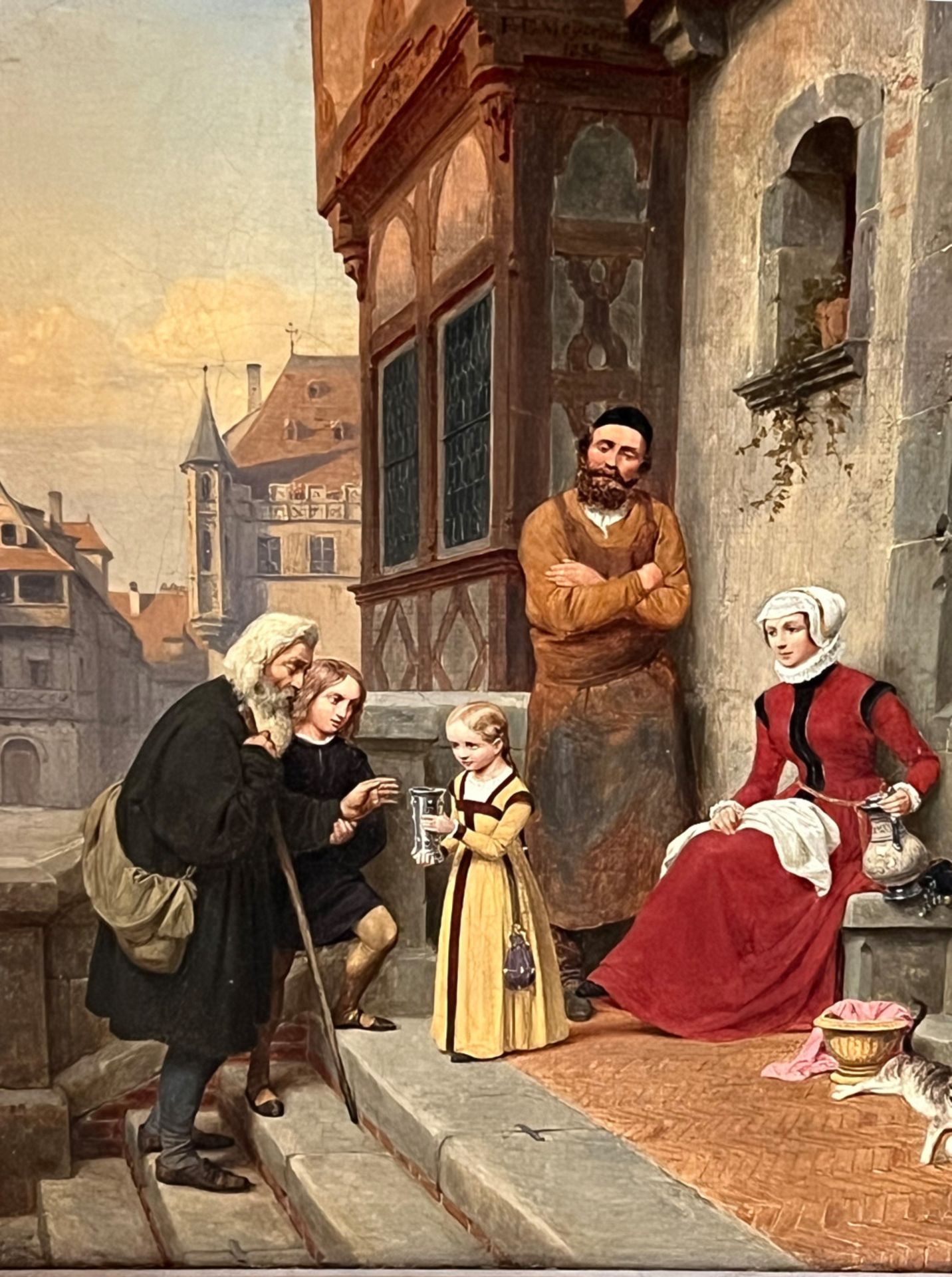Friedrich Edouard MEYERHEIM (1808-1879), Genreszene mit der Familie eines Kellermeisters vor dem