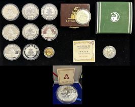 Konvolut China Silber/Palladium/Gold: 1 x Panda 12 Unzen 1995 Silberpanda 100 Yuan, Originalbox,