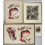 Chagall, Maler und Palette, 2 x Originalgraphik, s. Fetzer, Chagall, Originalgraphik aus 7
