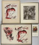 Chagall, Maler und Palette, 2 x Originalgraphik, s. Fetzer, Chagall, Originalgraphik aus 7