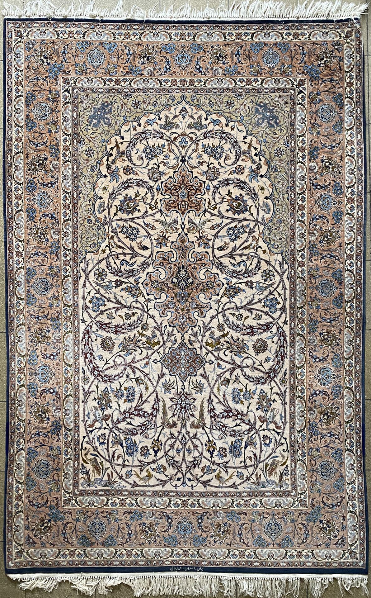 Persien / Iran, Isfahan, ca. 810.000 Knoten/m², Flor Korkwolle mit Naturseide auf Seide geknüpft, 14