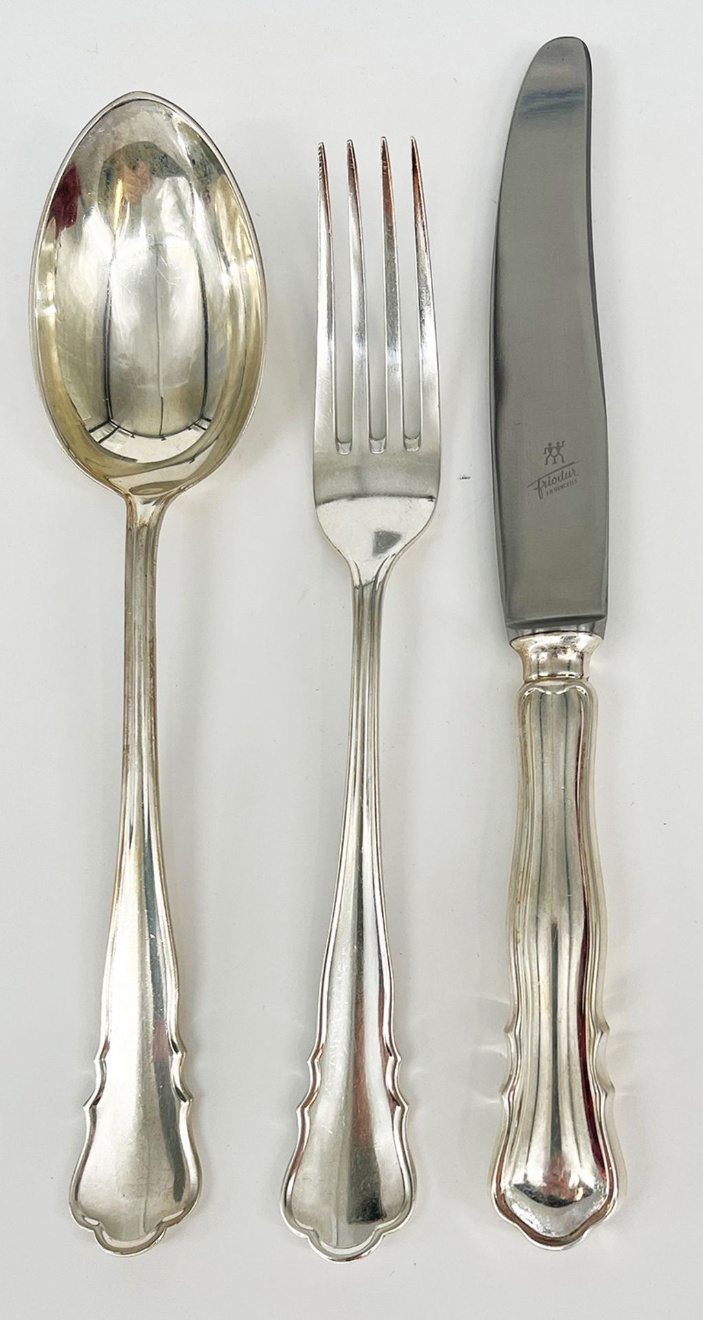 Großes Silberbesteck, 800er Silber, Fa. Wollenweber, bestehend aus 332 Teilen, Gewicht ohne Messer - Image 8 of 14