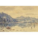 Josef Lipp (1900 - 1982 Weißensee/Füssen) Gebirgssee, Aquarell, 16 x 23,5 cm. Josef Lipp (1900 -