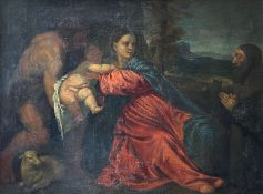Unbekannter Künstler, nach Tiziano Vecellio, gen. Tizian (und Werkstatt), Maria mit Kind, Johannes