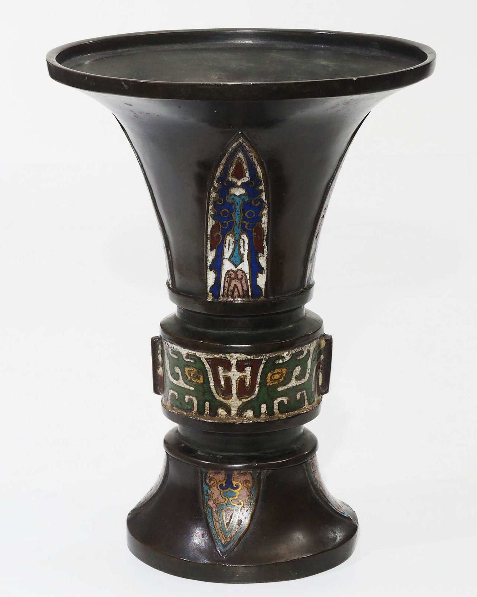 Vase "Gu-förmig" aus Bronze. - Bild 2 aus 8