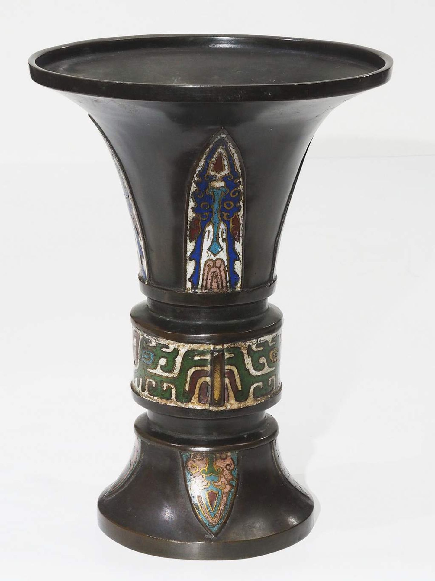 Vase "Gu-förmig" aus Bronze. - Bild 3 aus 8