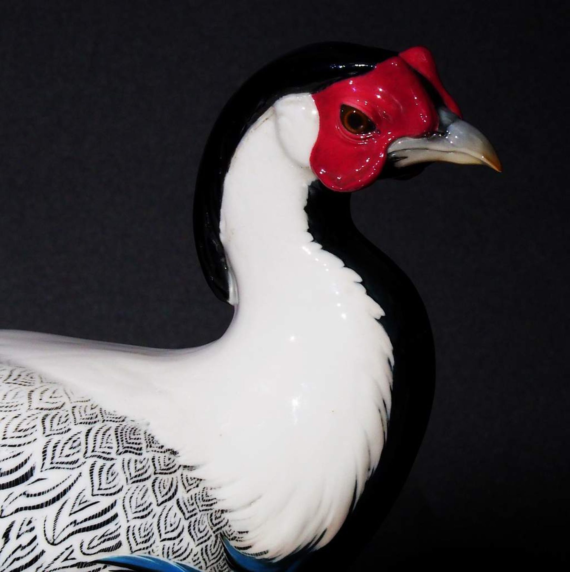 Tierplastik"Majestätisch schreitender  Silberfasan" auf geschweiftem Sockel, NYMPHENBURG,  Modell Nr - Bild 4 aus 11