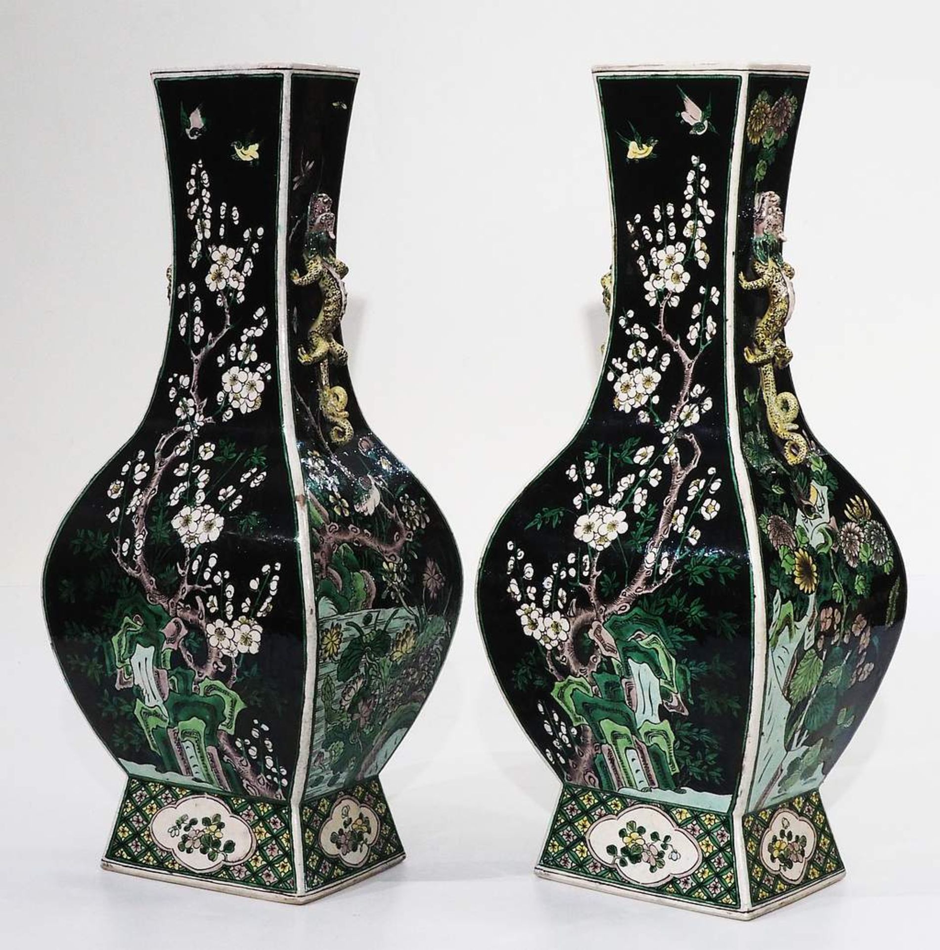 Paar Chinese Familie Rose Noire Vasen. - Bild 3 aus 11