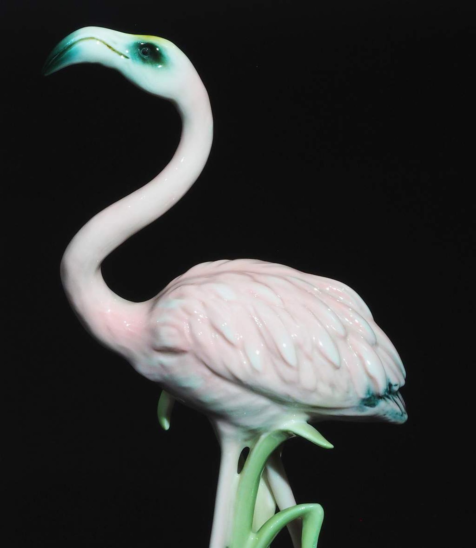 Figurengruppe "Stehender Flamingo im Schliff",   KAISER/W-Germany,  Bad Staffelstein um 1970er Jahre - Bild 4 aus 7