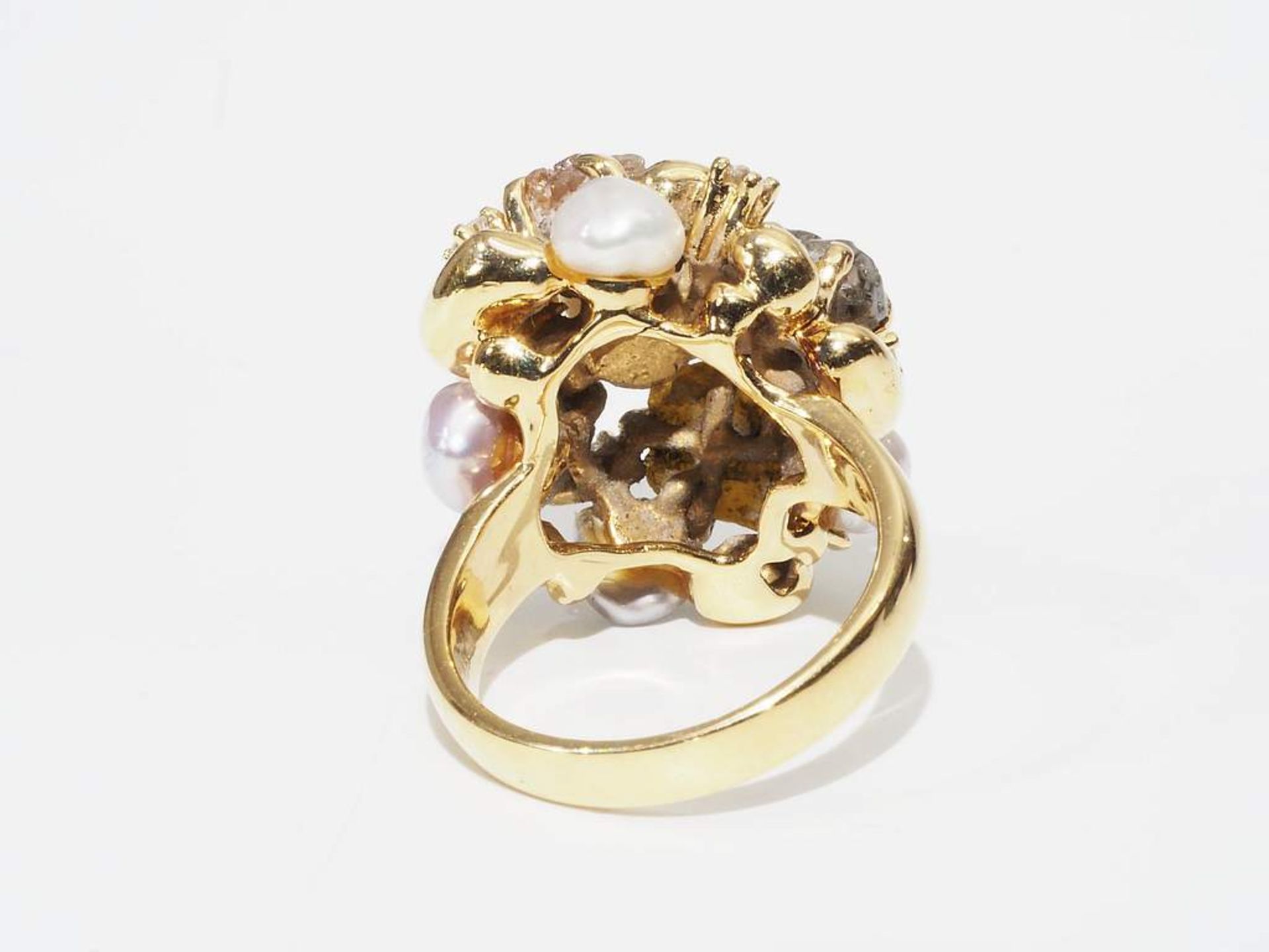 Ring mit Brillanten, Rohdiamanten und Zuchtperlen. - Image 5 of 7