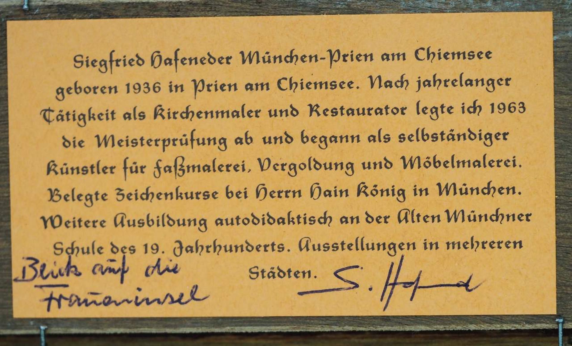 HAFENEDER, Siegfried. "Chiemsee-Idylle mit Blick auf die Fraueninsel". - Bild 5 aus 7