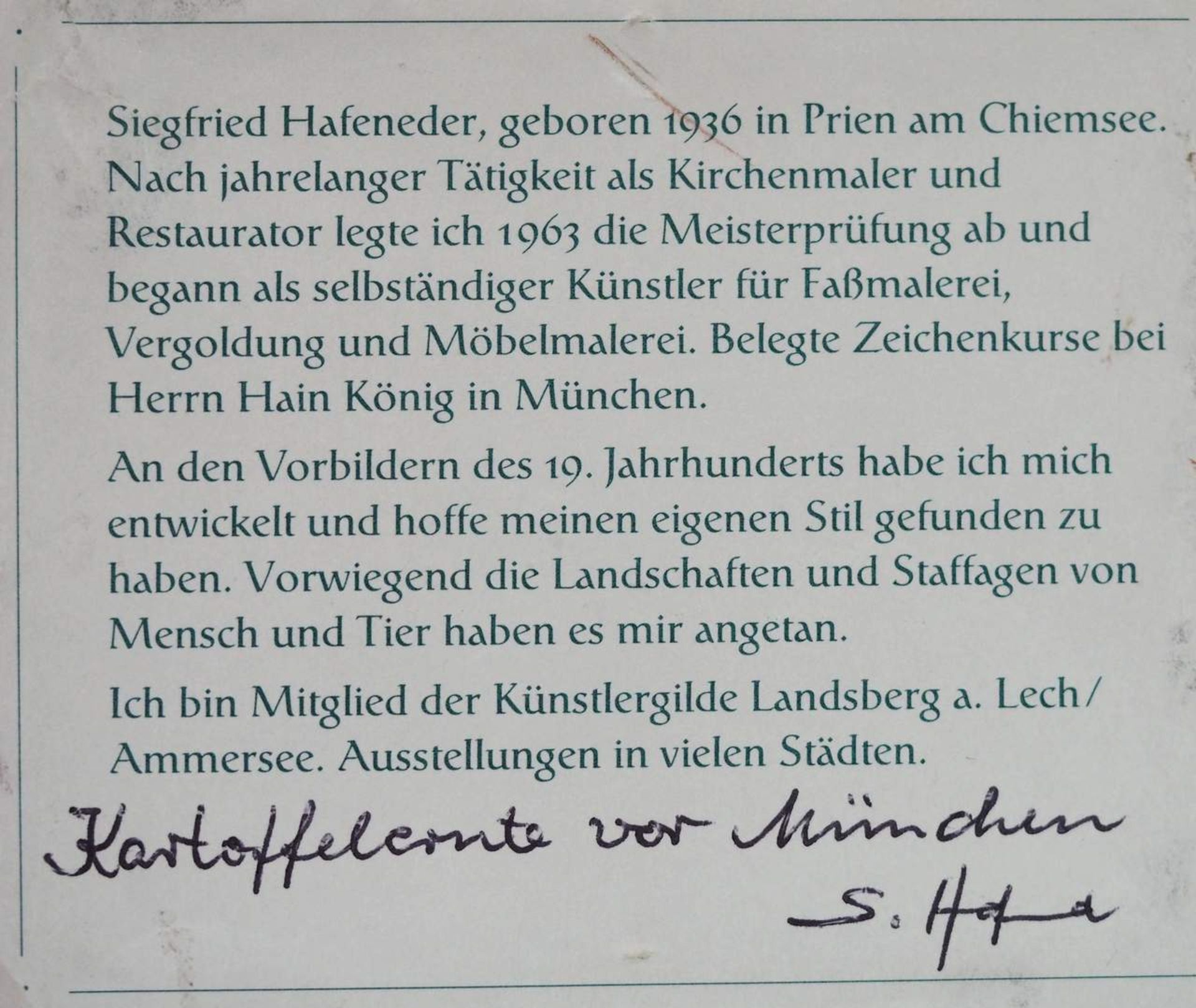HAFENEDER, Siegfried. "Kartoffelernte vor München". - Bild 5 aus 6