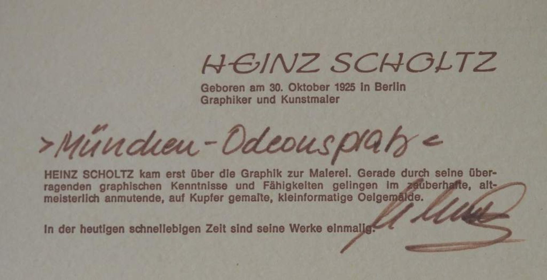 SCHOLTZ, Heinz, geb. 1925 Berlin. "Münchner Odeonsplatz". - Image 7 of 9