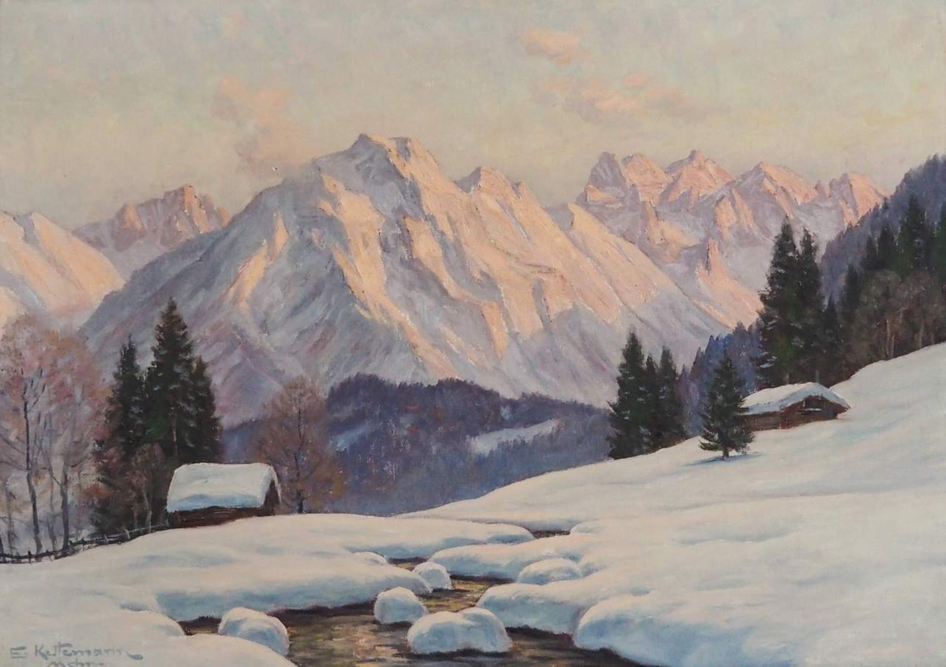 KETTEMANN, Erwin. "Winterabend bei Oberstdorf" - Bild 2 aus 6