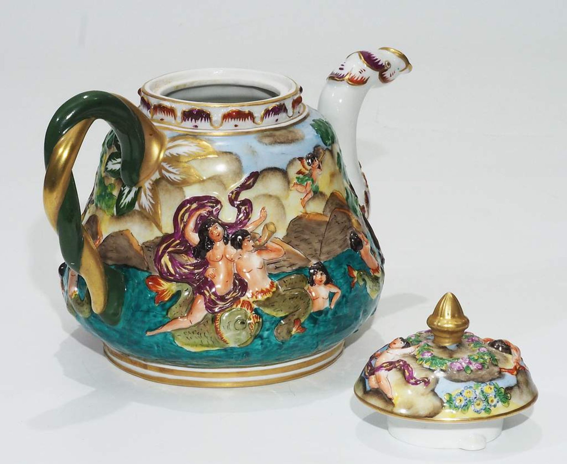 Allegorische Teekanne, Sitzendorfer Pozellanmanufaktur. - Image 4 of 8