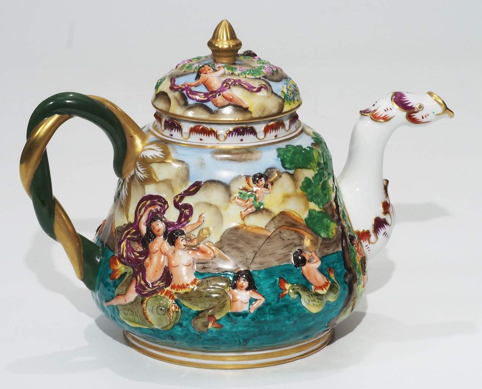 Allegorische Teekanne, Sitzendorfer Pozellanmanufaktur. - Bild 3 aus 8
