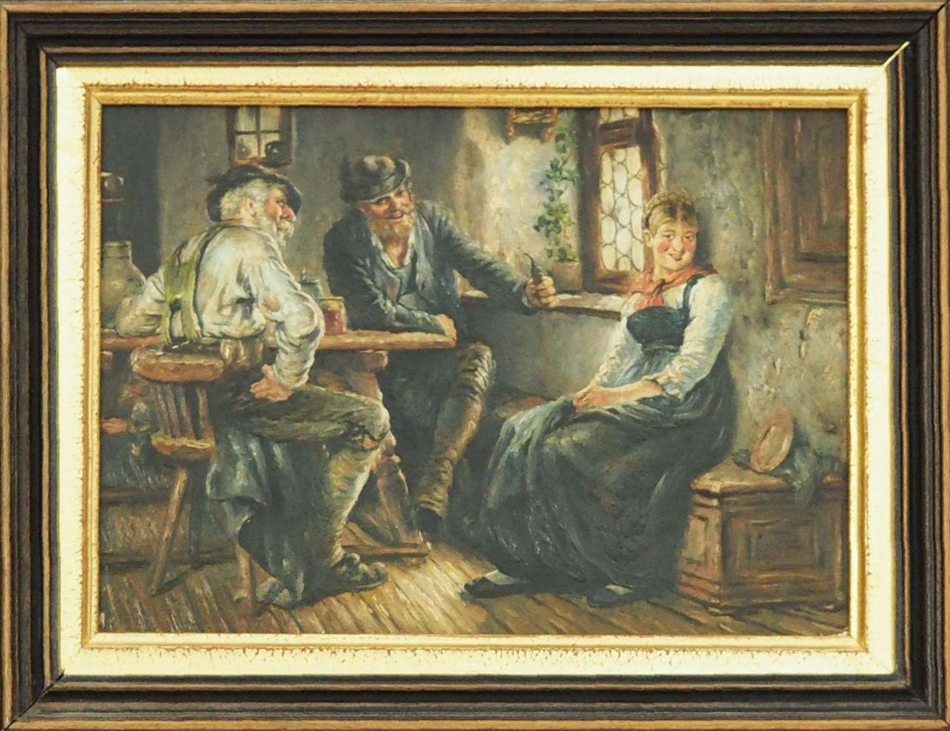 Unbekannter Meister, Museumsreplik, "In der Wirtsstube", nach Hugo Kauffmann 1844 - 1915. - Image 2 of 4