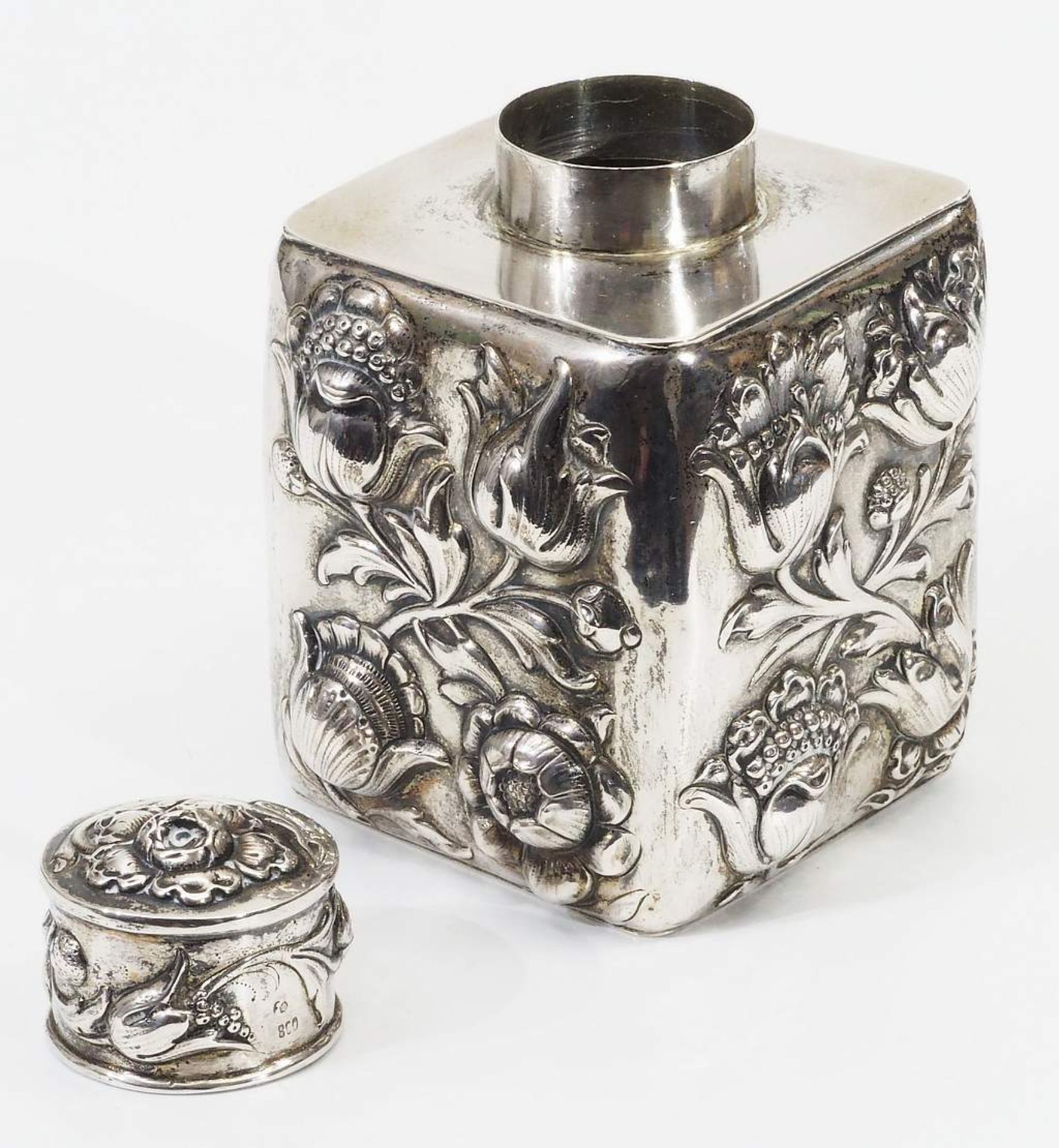 Jugendstil Teedose, 800er Silber. - Image 6 of 8